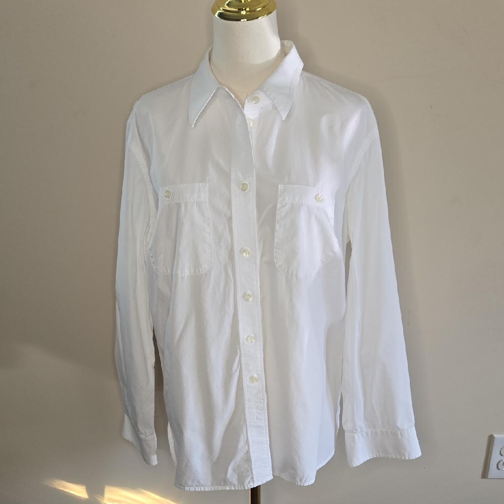 Lauren Ralph Lauren White Button Down Roll Tab Utility Shirt Casual Preppy 1X - Picture 2 of 7